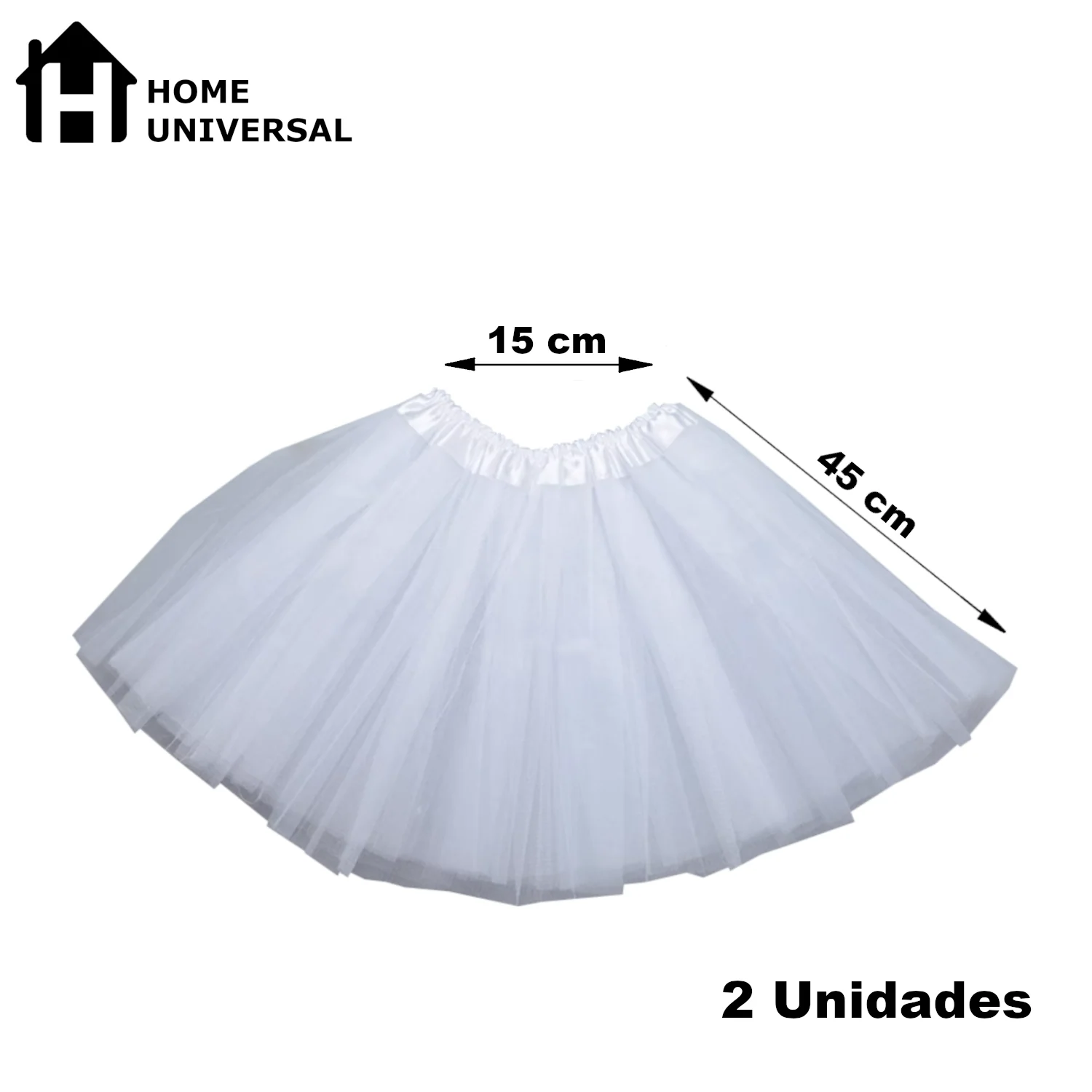 Home Universal® Falda de Tul Mujer – Tutú Clásico de 3 Capas con Cintura Elástica, Falda Corta de Tul para Fiesta, Disfraz, Danza, Ballet y Cosplay (Pack 2 Unidades - 15 x 45 CM) - Imagen 2