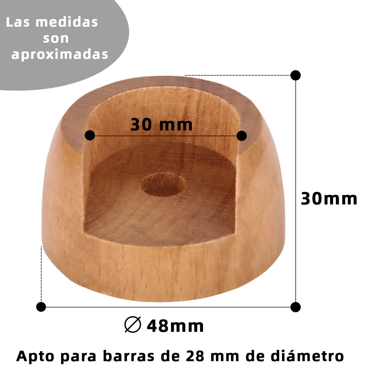 Soporte para Barra de Cortina Entre Paredes de Madera, 2unidades- Madera - Imagen 2