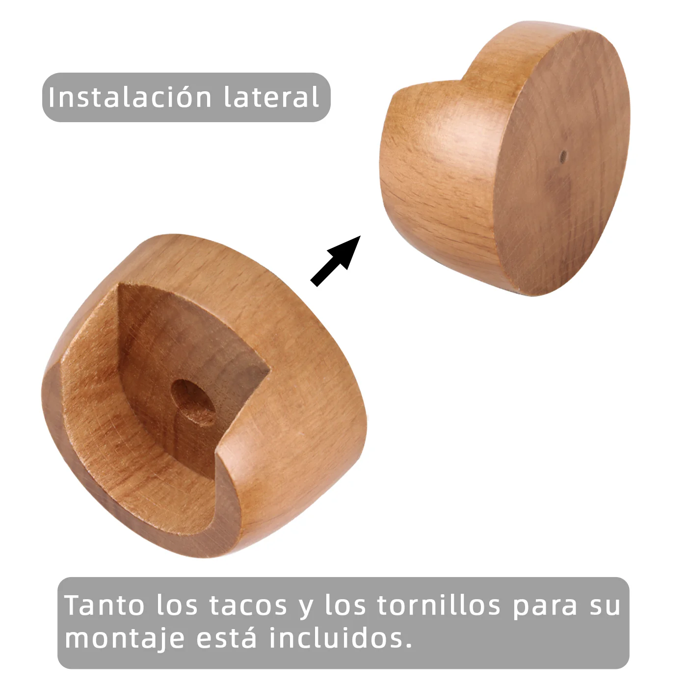 Soporte para Barra de Cortina Entre Paredes de Madera, 2unidades- Madera - Imagen 3