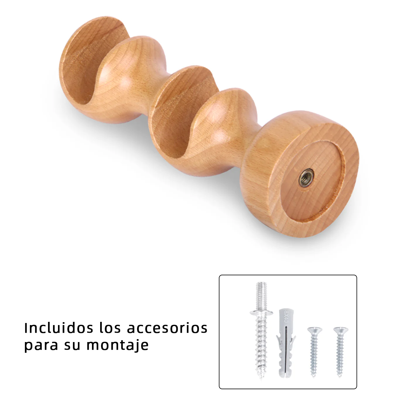 Pack de Dos Soportes de Madera para Barra Doble- Madera - Imagen 3