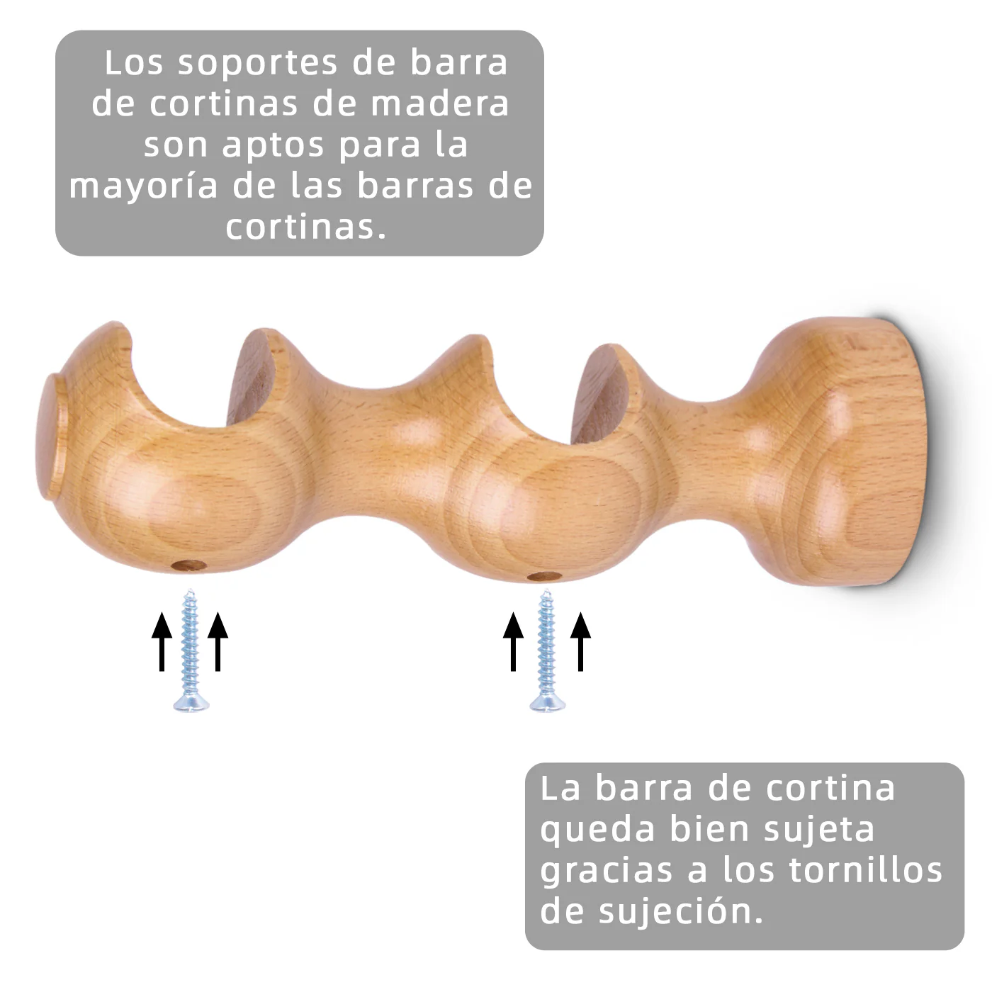 Pack de Dos Soportes de Madera para Barra Doble- Madera - Imagen 4