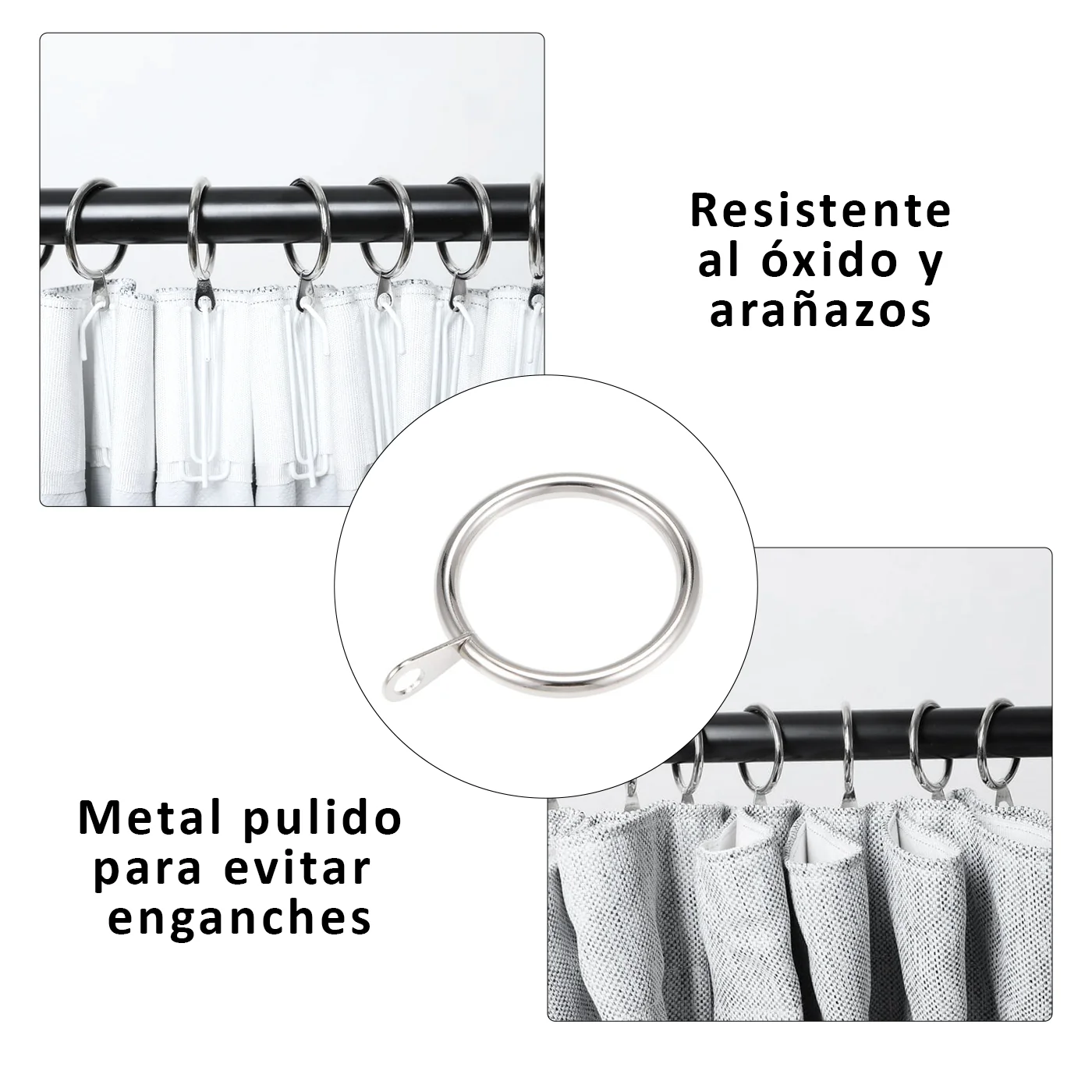 Anillas de Cortina de Metal de 32mm Diámetro Interno- Plata - Imagen 5