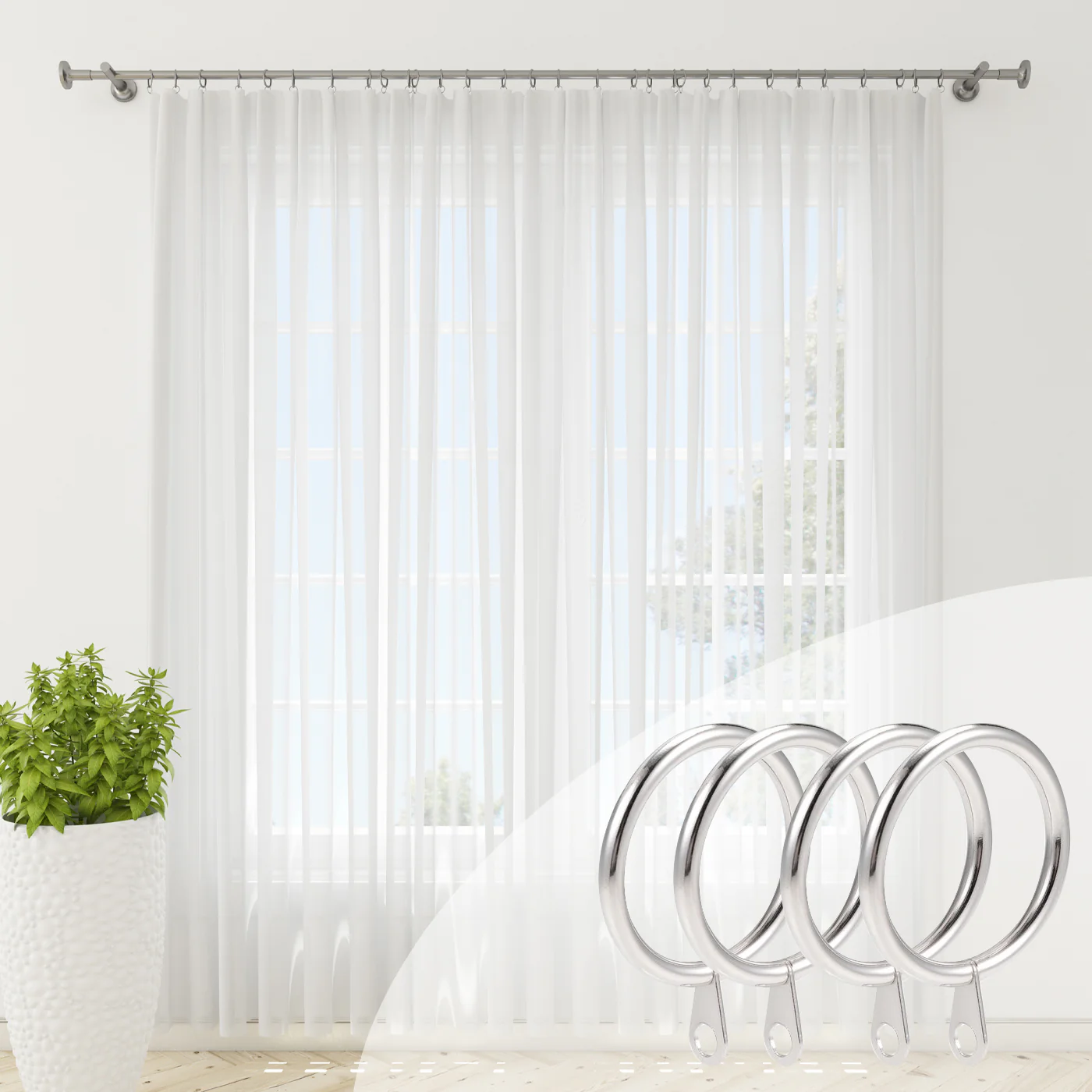 Anillas de Cortina de Metal de 32mm Diámetro Interno- Plata - Imagen 6