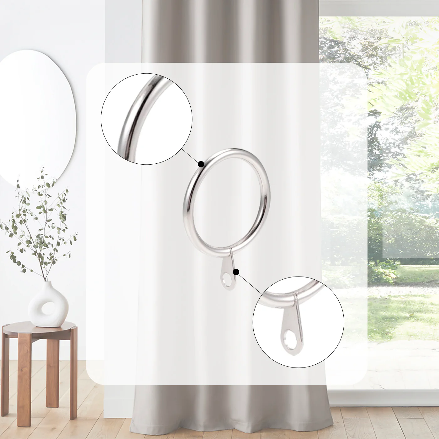 Anillas de Cortina de Metal de 32mm Diámetro Interno- Plata - Imagen 8