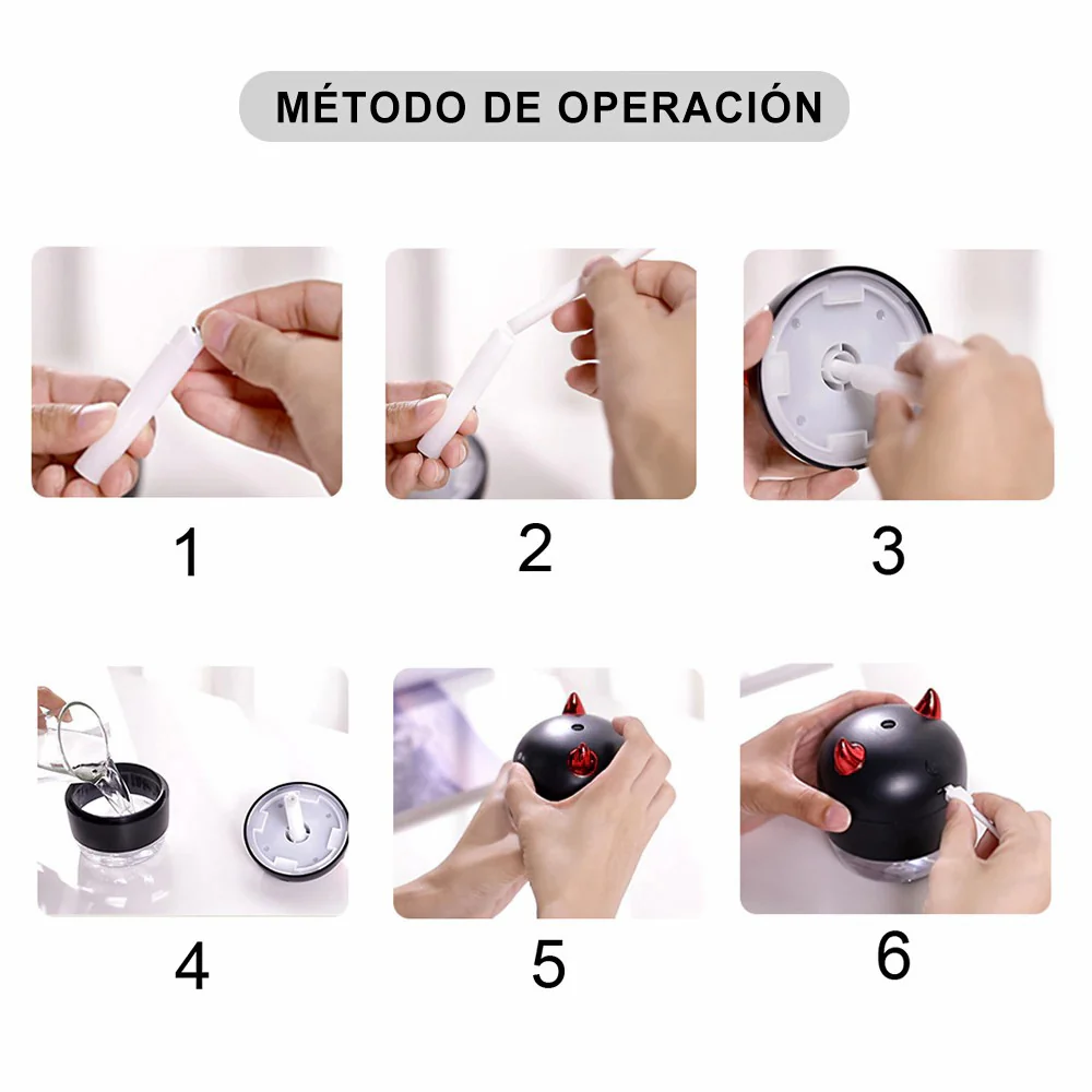 Humidificador con luz LED ultrasónico del ángel/demonio, Humidificador aromaterapia para casa de 200ML, purificador de aire - Imagen 6