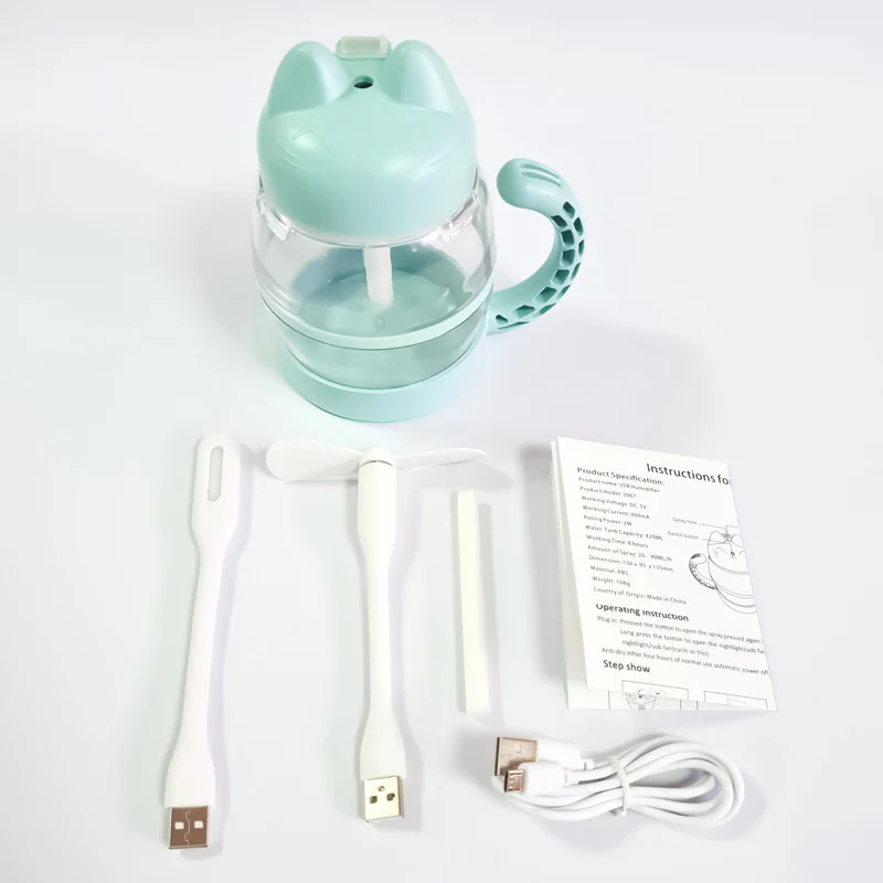Humidificador 200 ml Con Forma De Gato, Con Luz Nocturna LED, Difusor Aromaterapia, Conexión De USB, Para Oficina/Hogar - Imagen 6