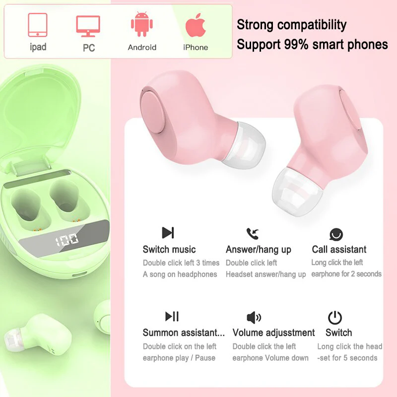 Auricular Inalámbricos P81 Pro TWS con, Bluetooth V5.0, con LED IPX6 impermeable In-Ear Auricular, con Caja de Carga y Mic - Imagen 2