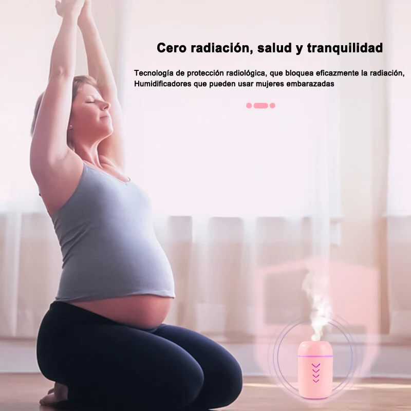 Humidificador Ambientador 200ML, Mini Humidificador Portátil para dormitorio, escritorio, mini lámpara y mini ventilador de USB incluido - Imagen 5