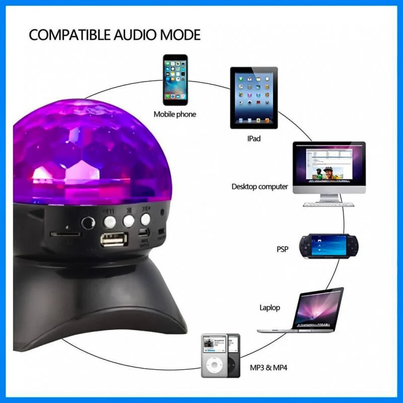 Altavoz Bluetooth L-740, Altavoz Portátil, Lámpara De Escenario, Proyector Del Techo, Lleva Radio FM, AUX, USB, Tarjeta SD - Imagen 9