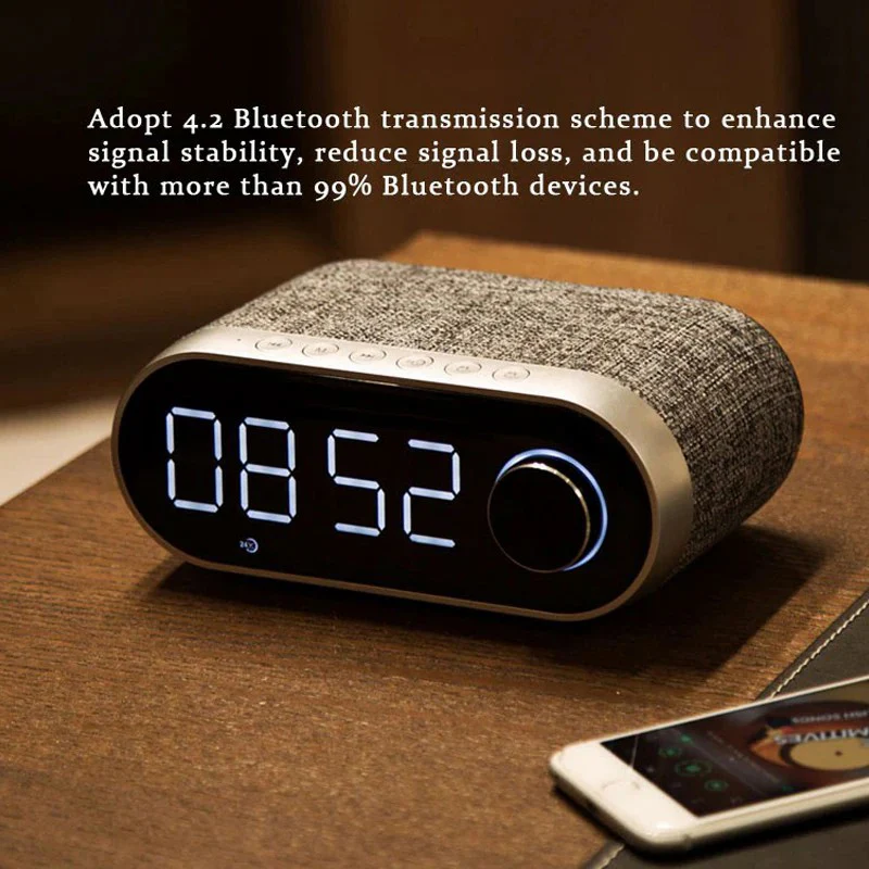 Altavoz Bluetooth RB-M26 Con Reloj Despertador y Radio FM, Altavoz Bluetooth Potente, Mano Libre, Puerto Para AUX/Tarjeta SD