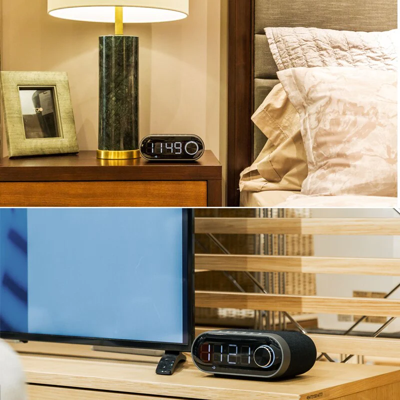 Altavoz Bluetooth RB-M26 Con Reloj Despertador y Radio FM, Altavoz Bluetooth Potente, Mano Libre, Puerto Para AUX/Tarjeta SD - Imagen 8