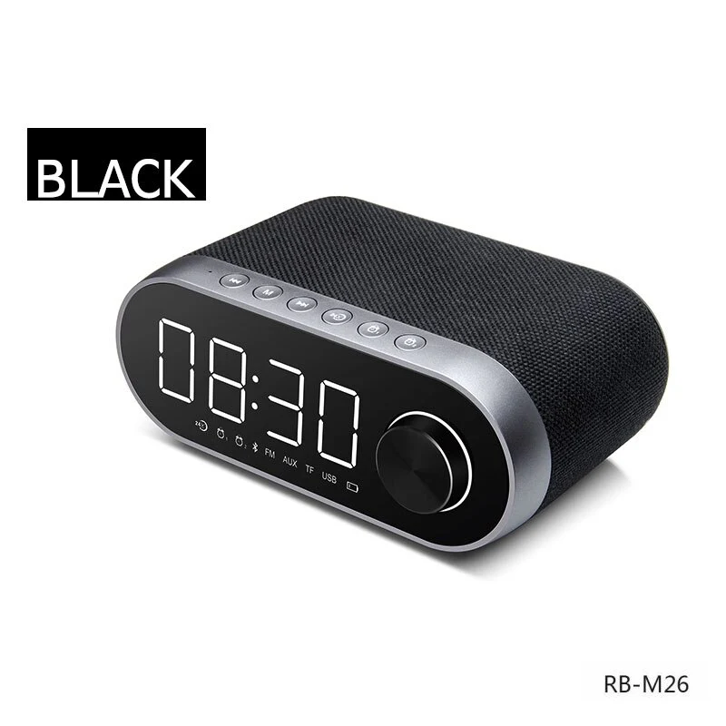 Altavoz Bluetooth RB-M26 Con Reloj Despertador y Radio FM, Altavoz Bluetooth Potente, Mano Libre, Puerto Para AUX/Tarjeta SD - Imagen 9