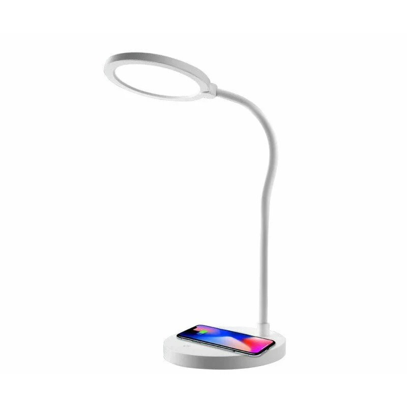 Lámpara De Mesa LED Con Cargador Inalámbrico, Intensidad Ajustable, Con Protección Ocular, Para Escritorio, Flexible-338