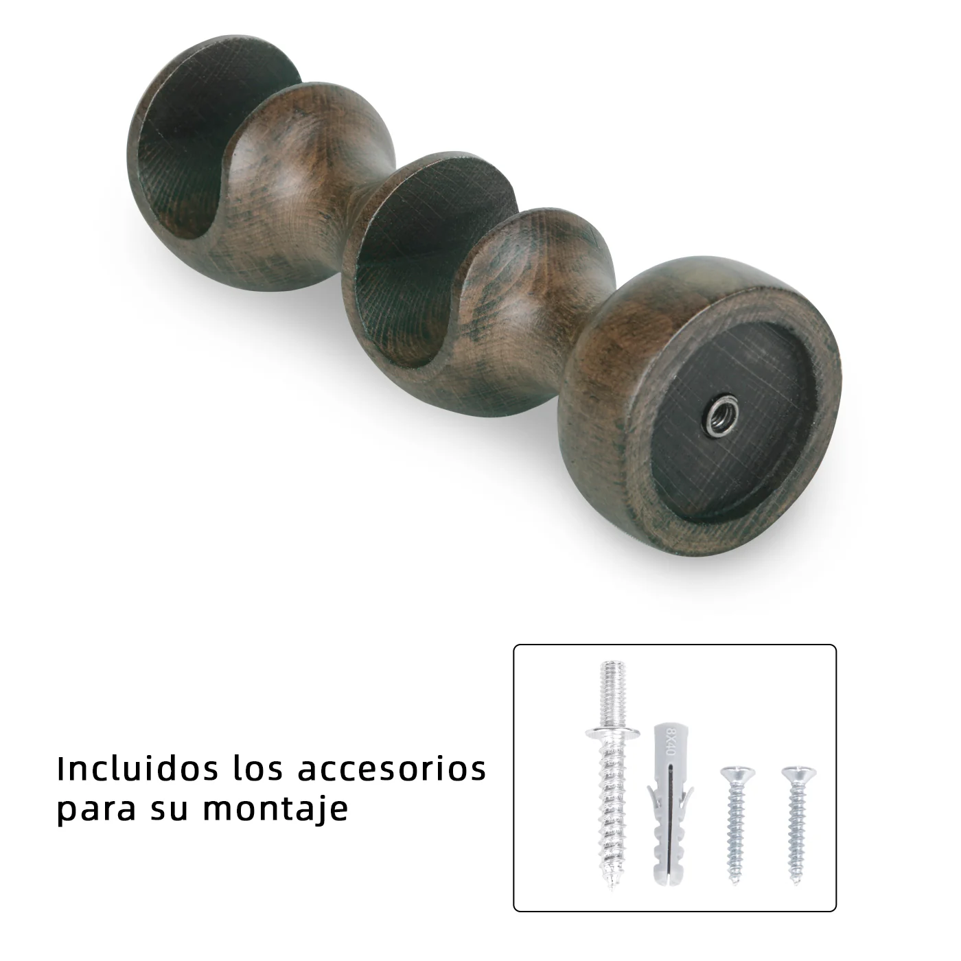 Pack de Dos Soportes de Madera para Barra Doble- Marrón - Imagen 3