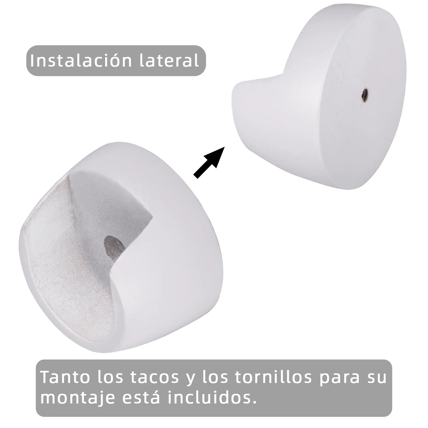 Soporte para Barra de Cortina Entre Paredes de Madera, 2unidades- Blanco - Imagen 3