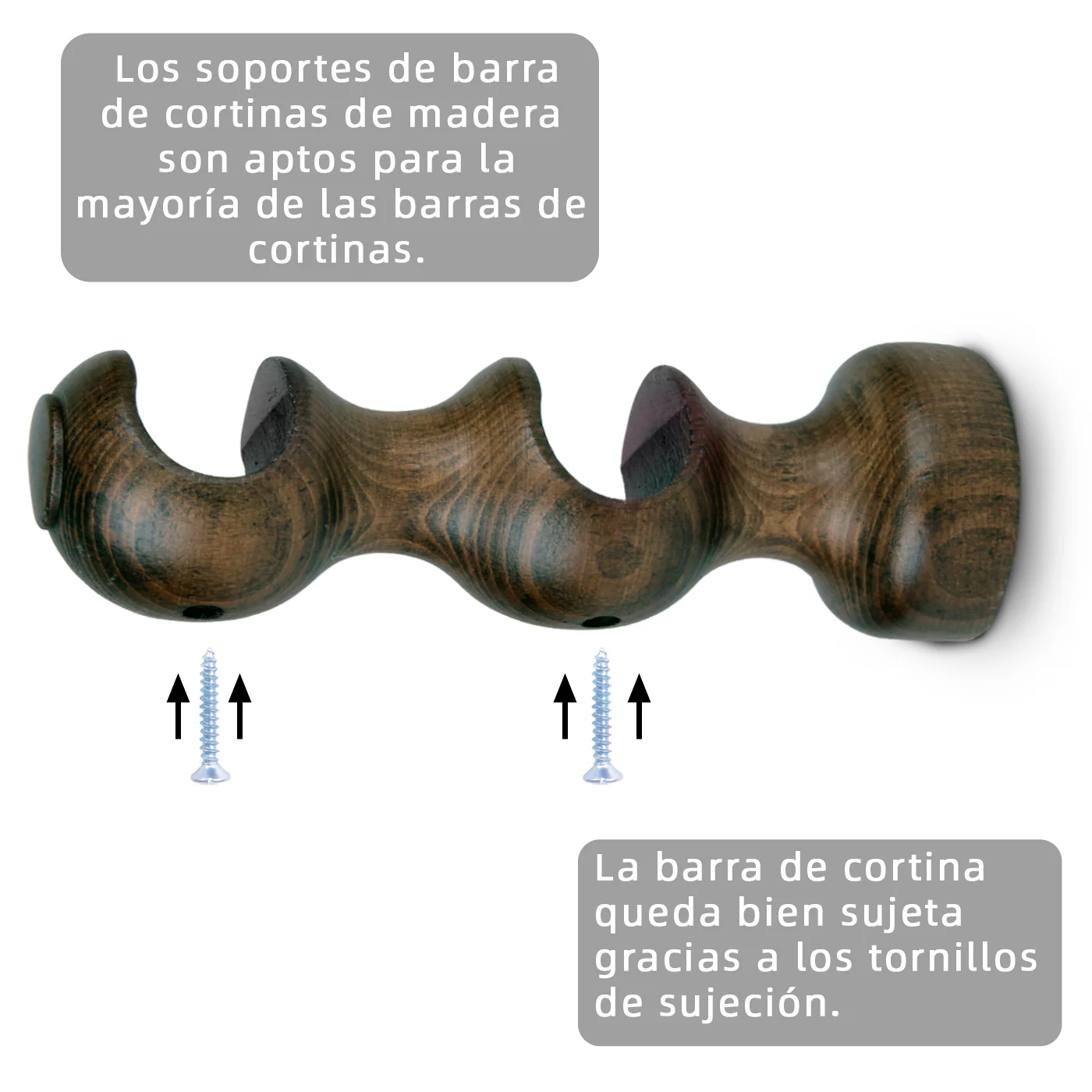 Pack de Dos Soportes de Madera para Barra Doble- Marrón - Imagen 4