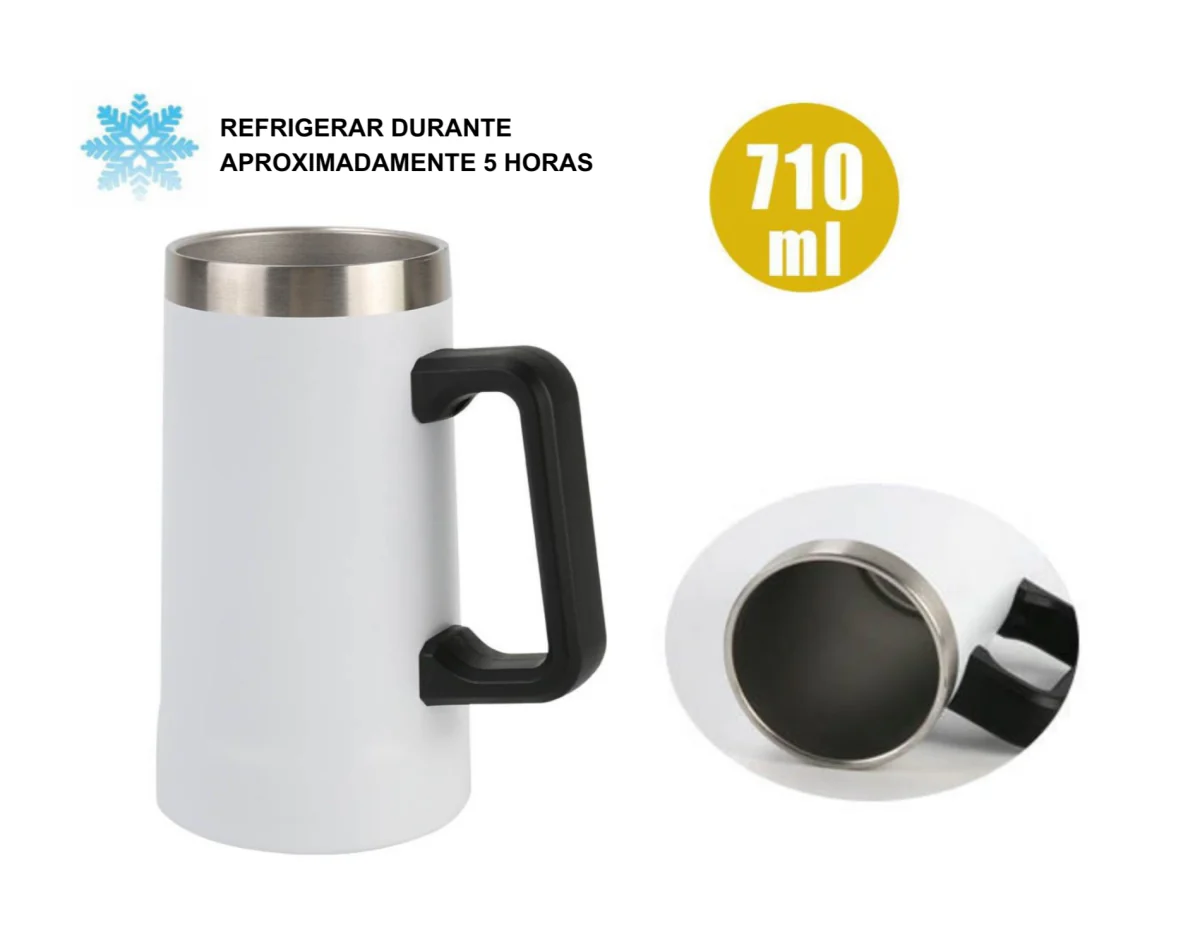 Home Universal ® Jarra Termo de Acero Inoxidable para Cerveza (Blanco) - Mantiene Frío hasta 5 Horas | Perfecta para Camping - Imagen 2