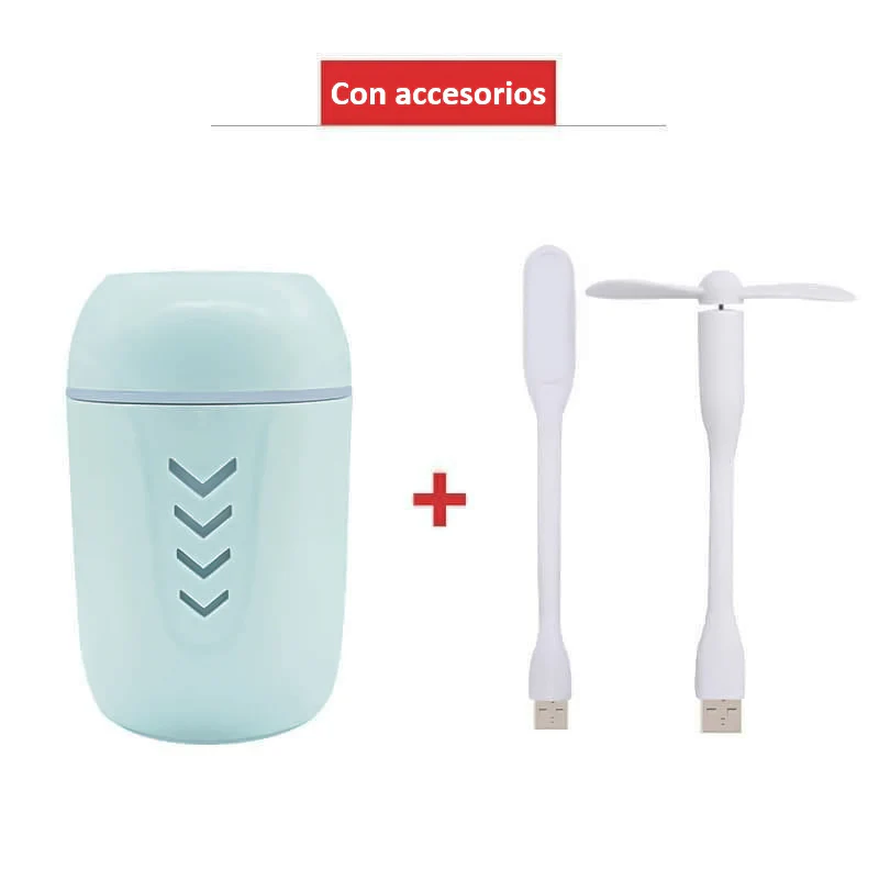 Humidificador Ambientador 200ML, Mini Humidificador Portátil para dormitorio, escritorio, mini lámpara y mini ventilador de USB incluido - Imagen 8