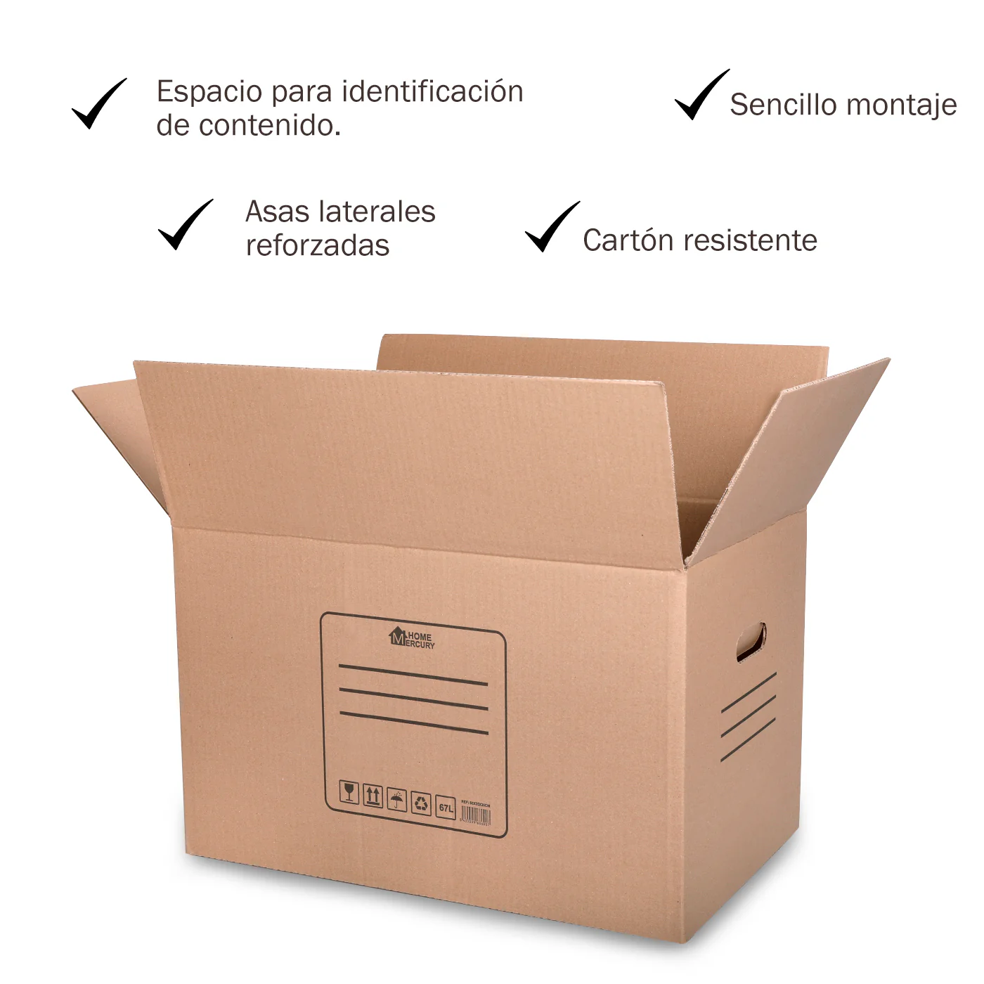 Pack 10/20 Cajas de Cartón+Precinto para Mudanzas y Almacenaje-55x35x35CM 67Litros - Imagen 2