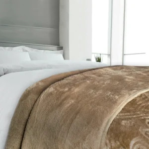 Manta Gruesa Reversible 180x230 cm para Sofá o Cama- Marrón