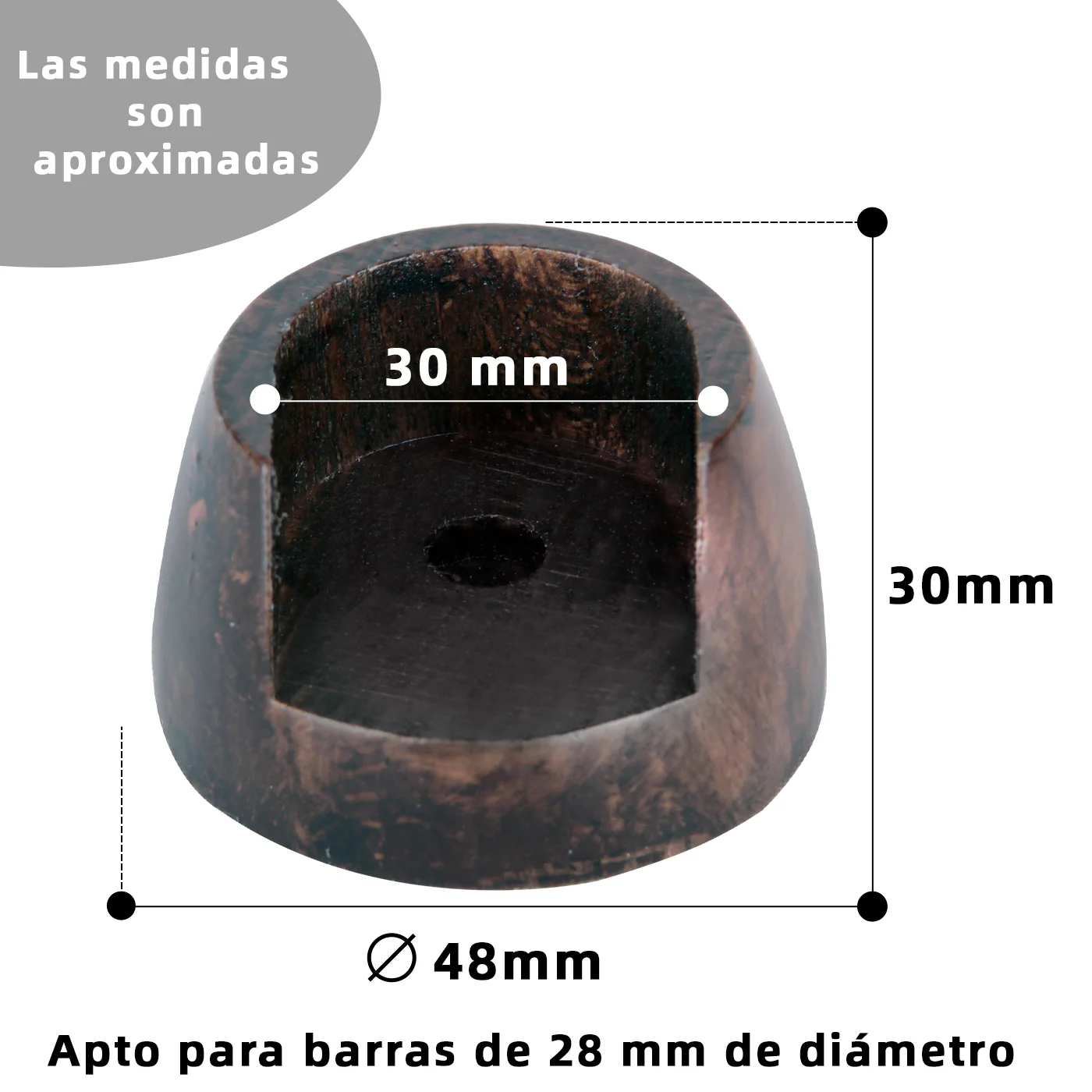 Soporte para Barra de Cortina Entre Paredes de Madera, 2unidades- Marrón - Imagen 2