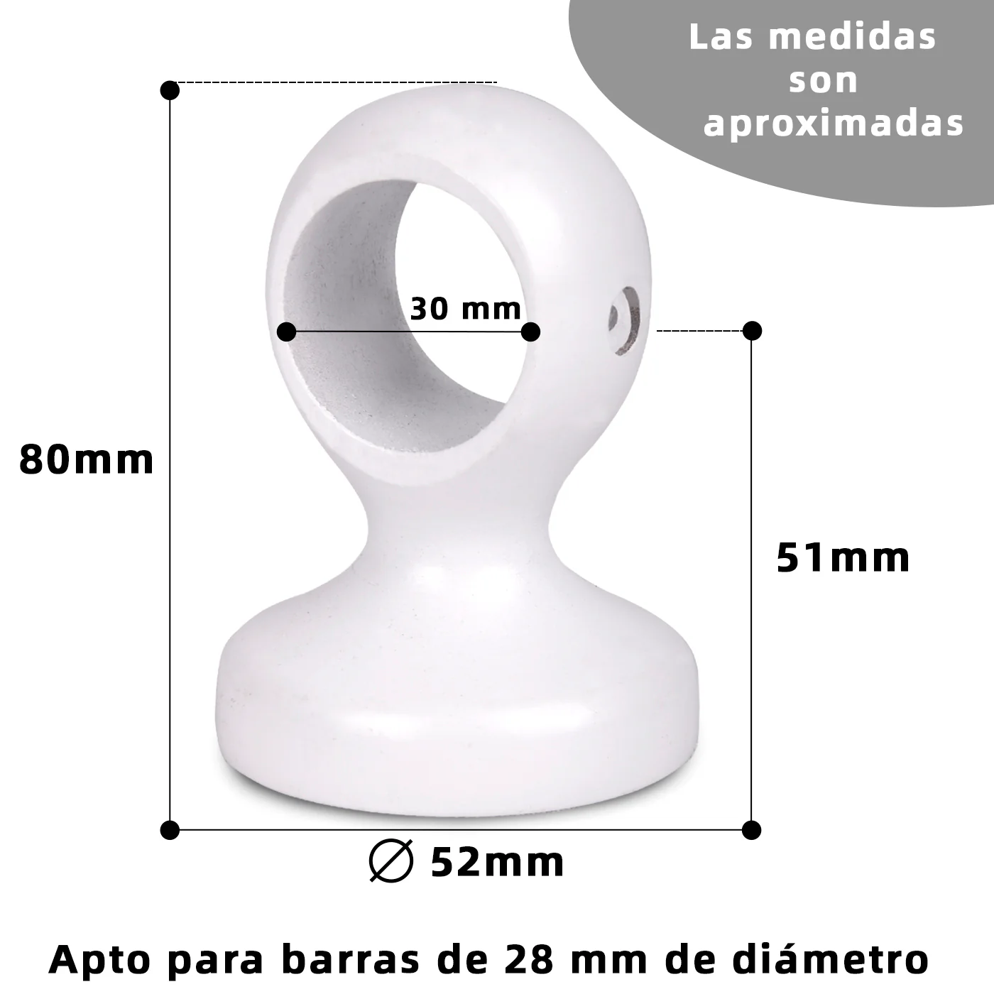 Pack de 2 Soportes Decorativos para Barra de Madera de Pared o Techo- Blanco - Imagen 2
