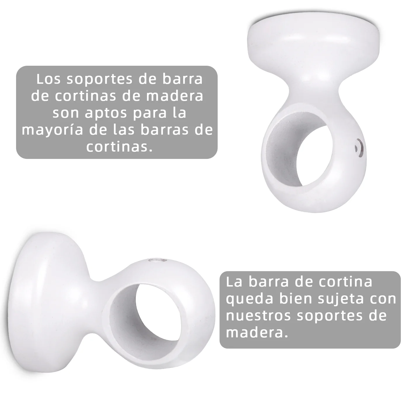 Pack de 2 Soportes Decorativos para Barra de Madera de Pared o Techo- Blanco - Imagen 3