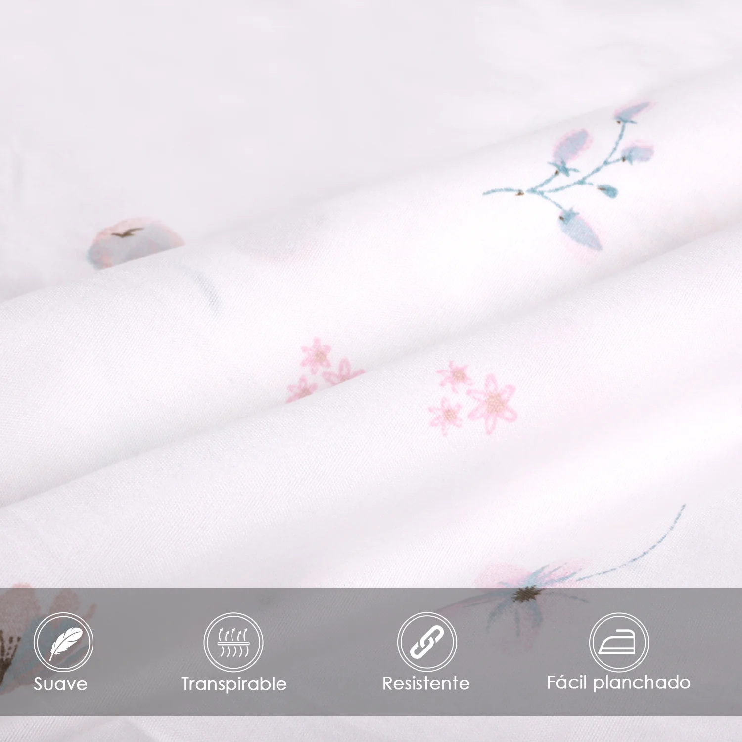 Juego Sábanas Estampadas de Verano y Entretiempo 100% Poliéster- Flores - Imagen 4