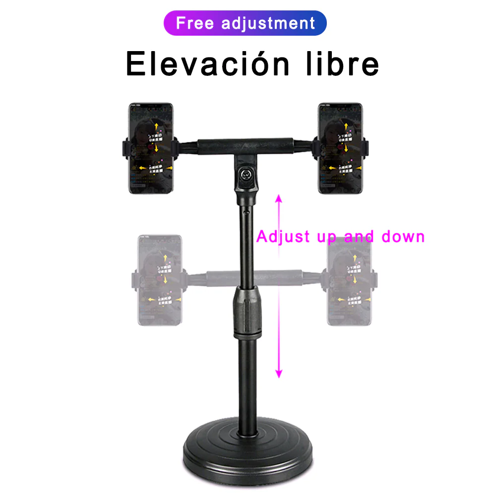 Soporte Universal Retráctil Doble para Teléfono Móvil en Vivo Soporte de Escritorio, para transmisión en vivo, vídeos de Youtube - Imagen 3