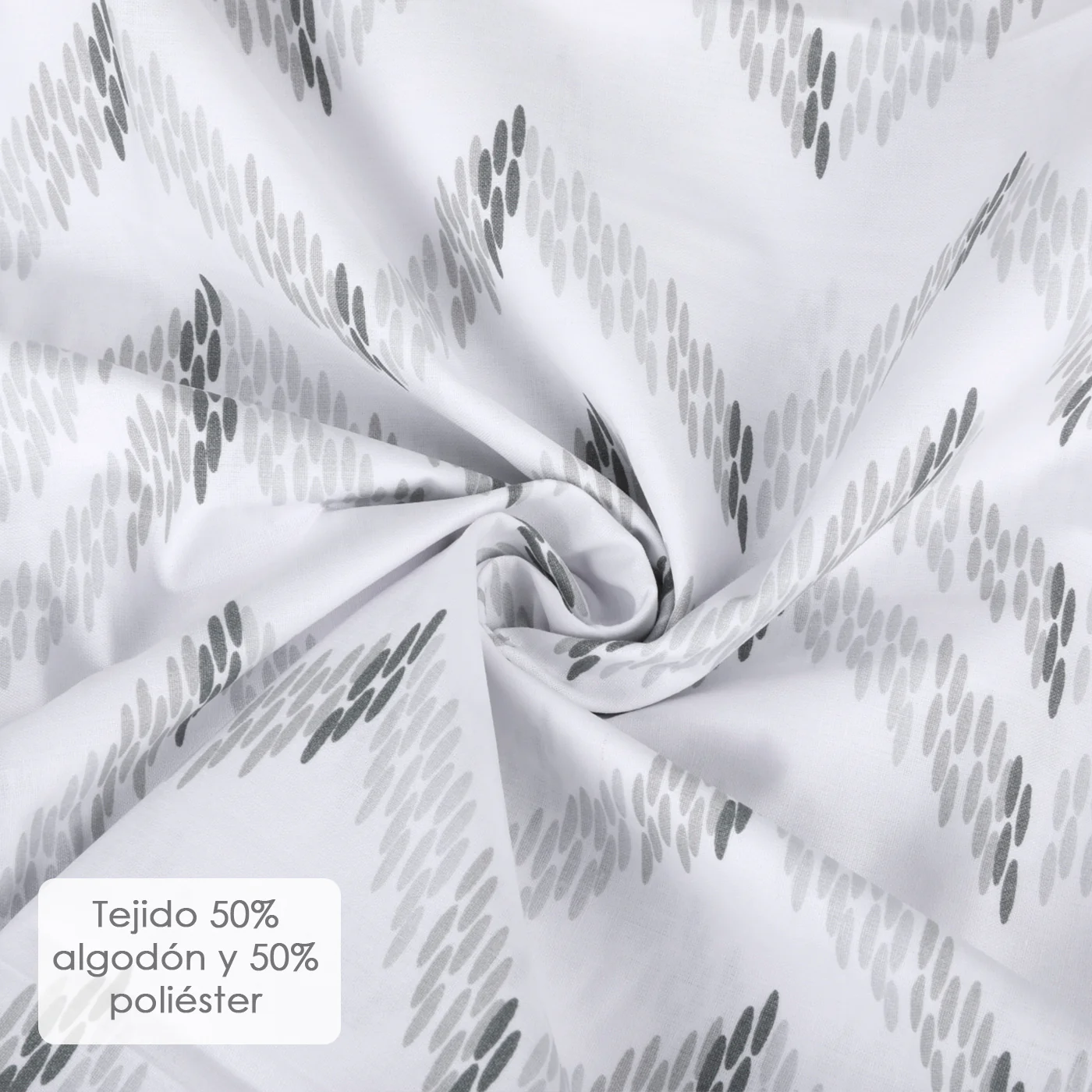 Juego Sábanas de Verano y Entretiempo 50% Algodón y 50% poliéster- Zig Zag Gris - Imagen 3