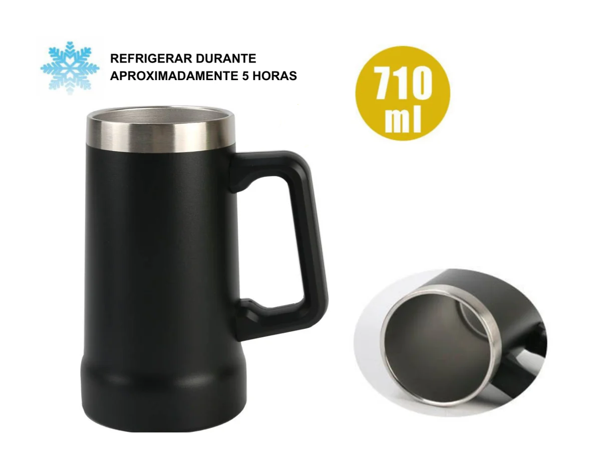 Home Universal ® Jarra Termo de Acero Inoxidable para Cerveza (Negro) - Mantiene Frío hasta 5 Horas | Perfecta para Camping - Imagen 2