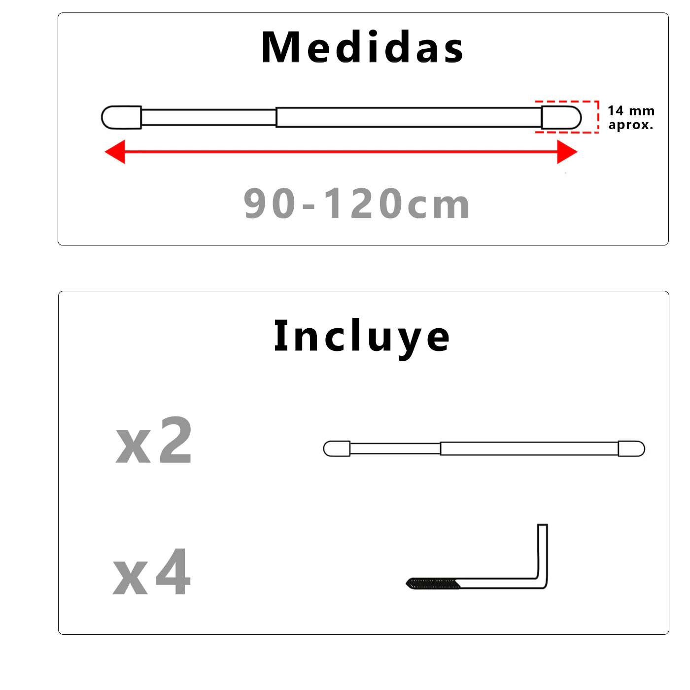 2 Piezas de Barra Extensible para Cortinas, Barra de Tensión - Imagen 7