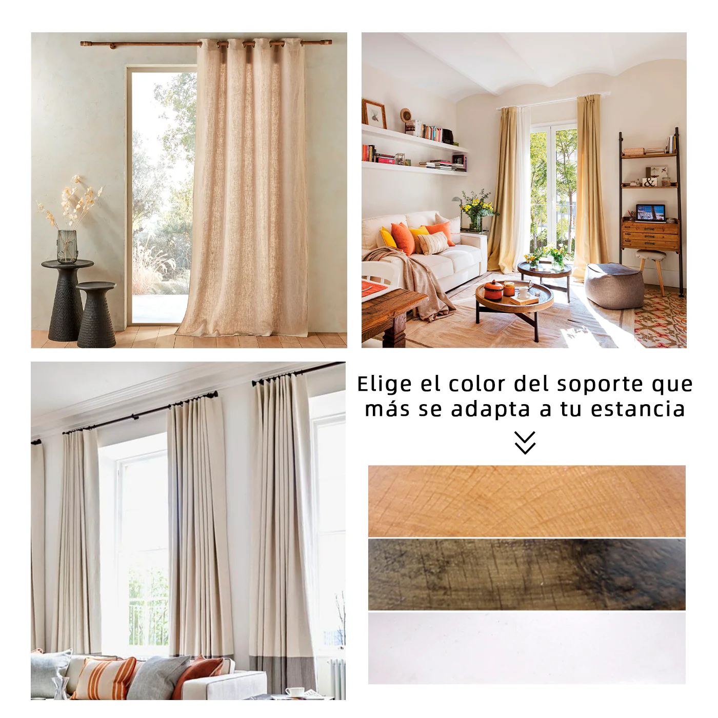 Pack de 2 Soportes Decorativos para Barra de Madera de Pared o Techo- Blanco - Imagen 6