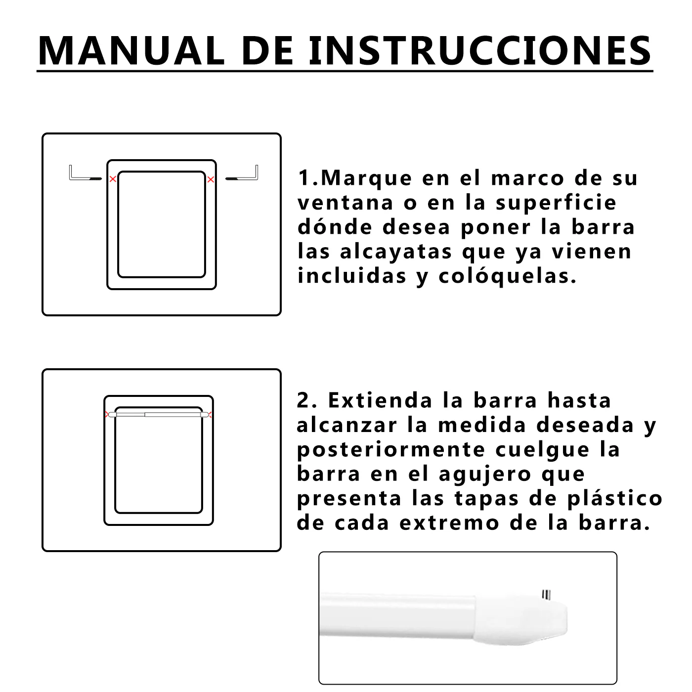 2 Piezas de Barra Extensible para Cortinas, Barra de Tensión - Imagen 9