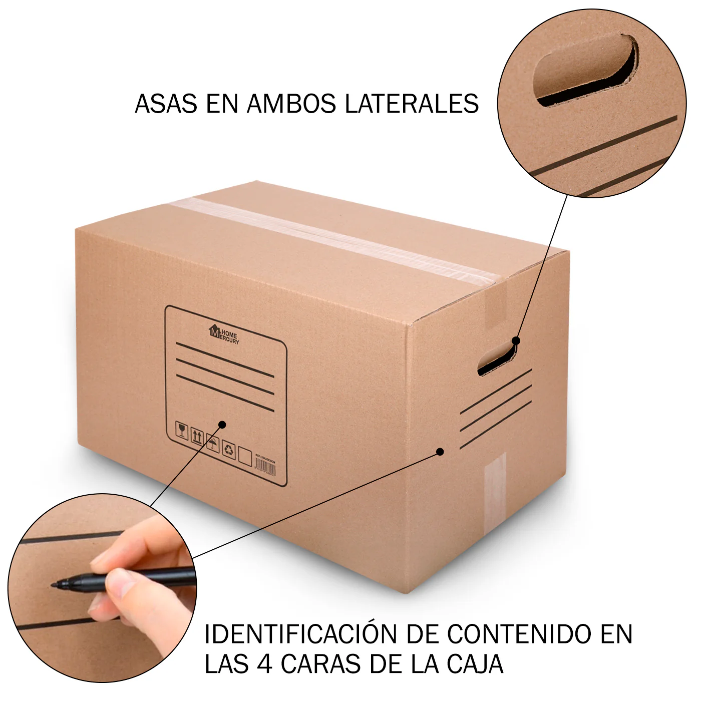 Pack 10/20 Cajas de Cartón+Precinto para Mudanzas y Almacenaje-50x30x30CM 45Litros - Imagen 4