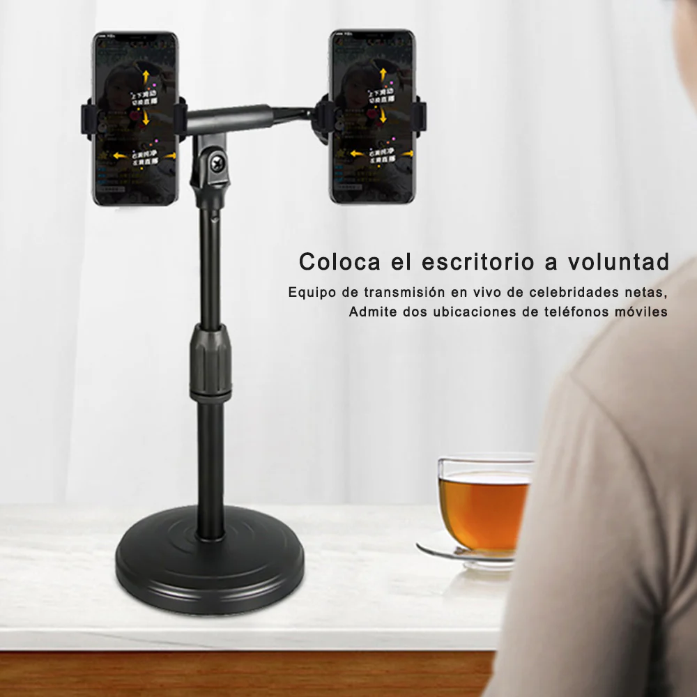Soporte Universal Retráctil Doble para Teléfono Móvil en Vivo Soporte de Escritorio, para transmisión en vivo, vídeos de Youtube - Imagen 4
