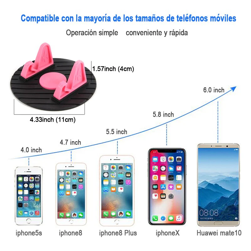 Mini universal soporte de coche para teléfono móvil ronda de silicona suave antideslizante estera GPS por gravedad - Imagen 5