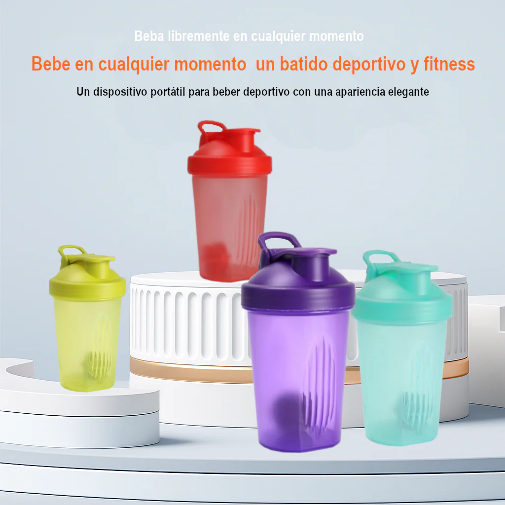 Home Universal® Botella Shaker 400ml con Mixball – Agitadora para Proteínas en Polvo, Sin Fugas, Plástico Resistente con Tapa, Ideal para Fitness, Gimnasio y Deportes