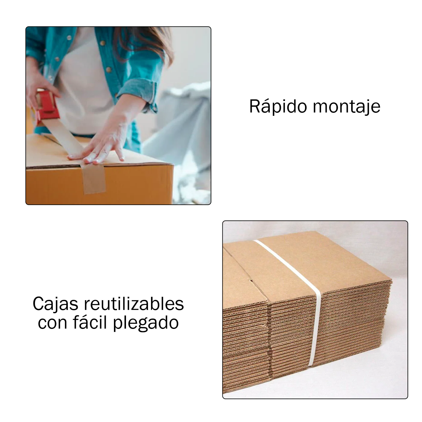Pack 10/20 Cajas de Cartón+Precinto para Mudanzas y Almacenaje-55x35x35CM 67Litros - Imagen 5