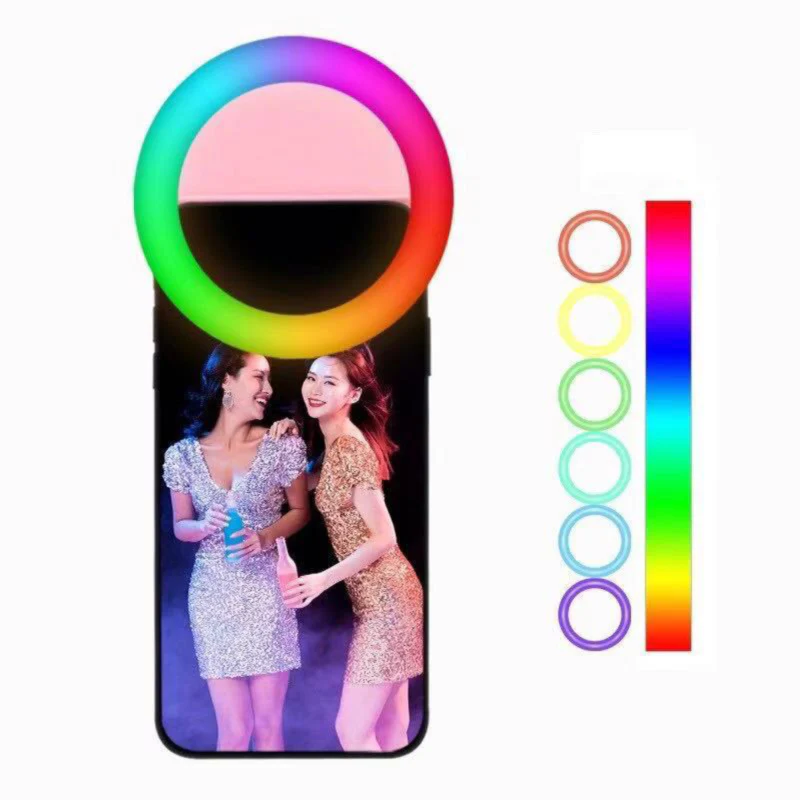 Anillo de luz RGB LED para selfie, Luz de Relleno con USB, para Teléfono Móvil Fotografiar Transmisión en Vivo Maquillaje - Imagen 6