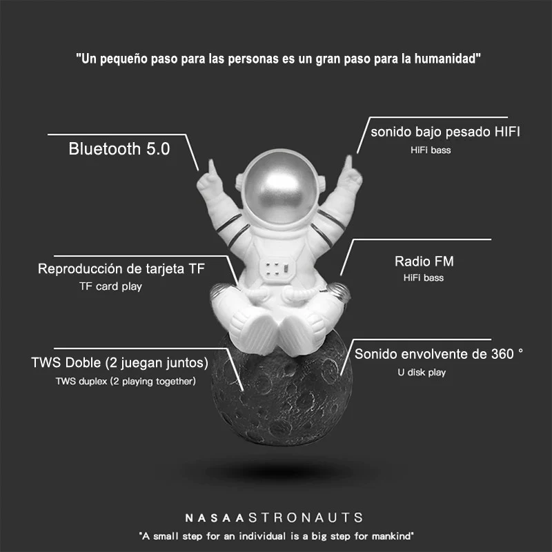 Altavoz Bluetooth Y-388 Inalámbrico Cute Astronaut con Radio FM, para Viaje/Hogar/Oficina, el Altavoz también puede ser un Reproductor de Música con USB/tarjeta TF - Imagen 4