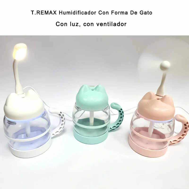 Humidificador 200 ml Con Forma De Gato, Con Luz Nocturna LED, Difusor Aromaterapia, Conexión De USB, Para Oficina/Hogar - Imagen 2