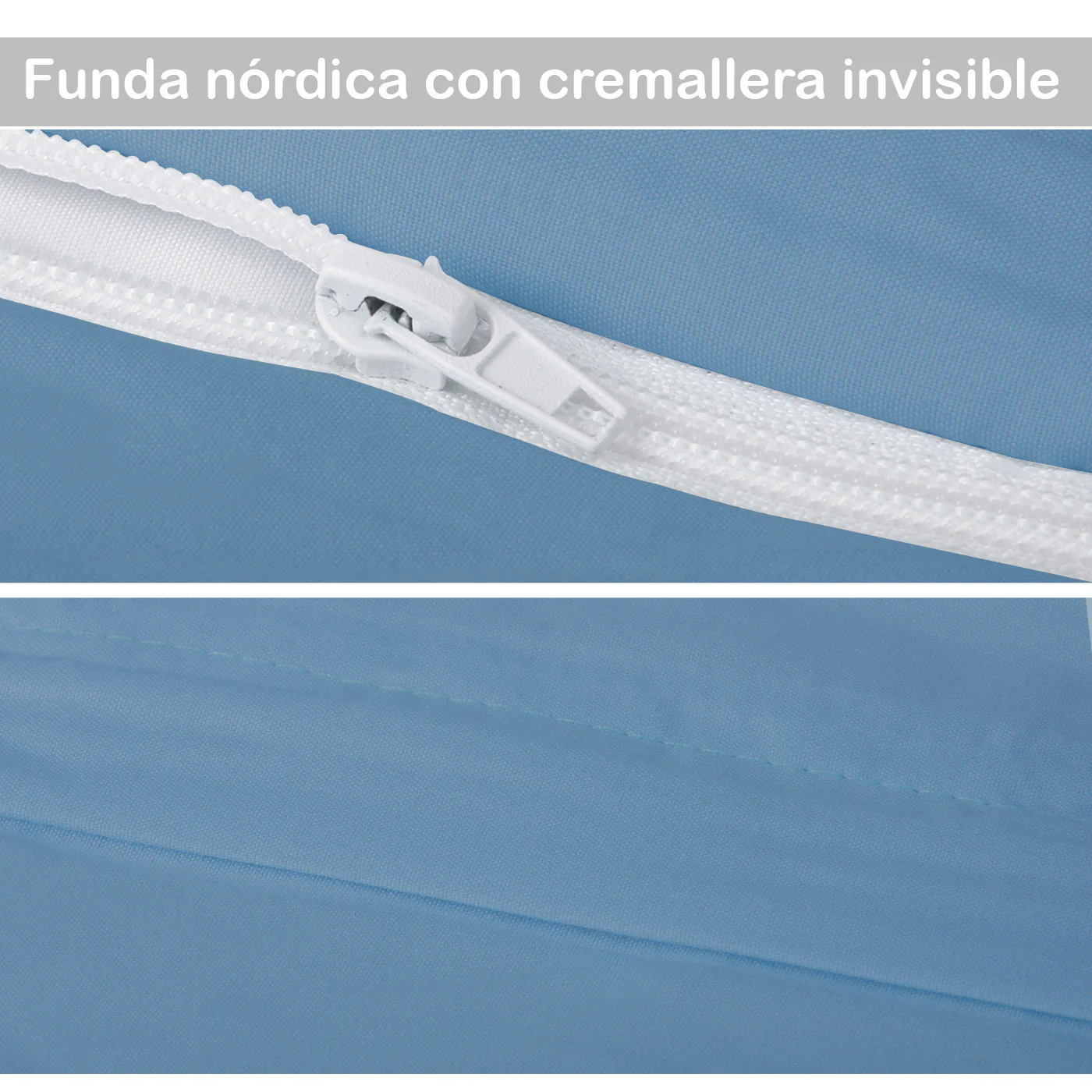 Juego de Funda Nórdica, 3 Piezas Cremallera Oculta - Círculos Gris Azulado - Imagen 4