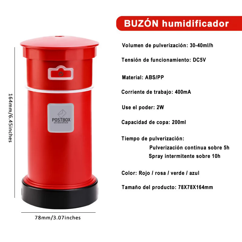 Mini purificador de Aire portátil buzón humidificador USB 200ml aromatizador de Coche Aceite Esencial difusor luz Nocturna - Imagen 5