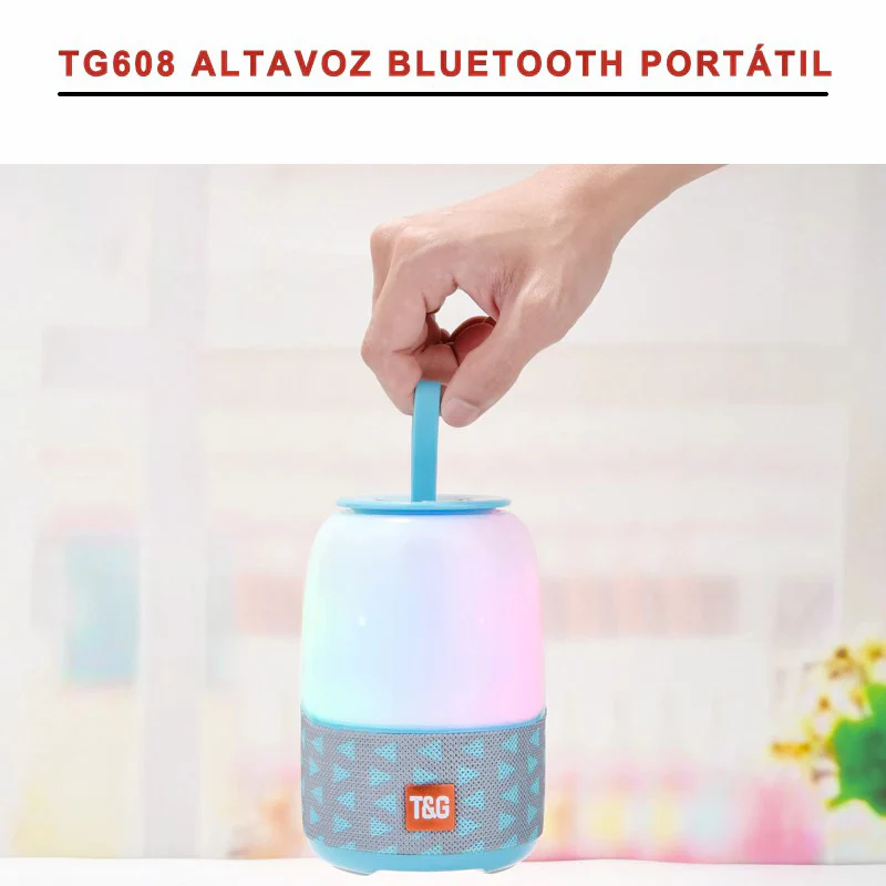 Altavoz TG608 Bluetooth V5.0, con luz nocturna LED multicolor, Altavoz inalámbrico con Graves estéreo, Radio FM tarjeta TF - Imagen 5
