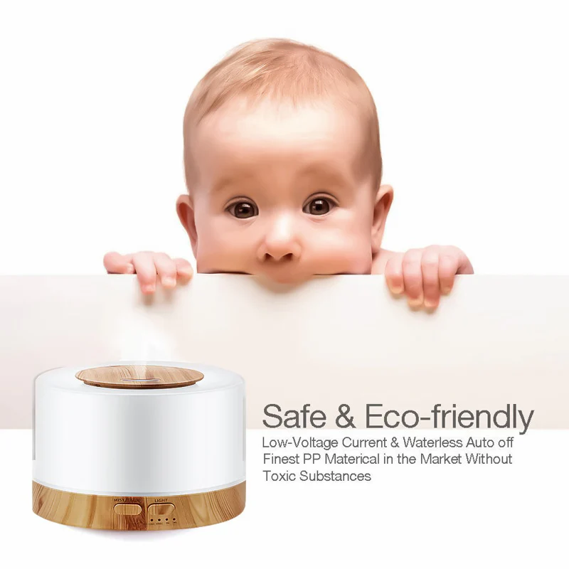 Humidificador Difusores aromaterapia 500ml, Humidificador de aire, lleva control remoto, Humidificador Ultrasónico con luz LED de 7 Colores - Imagen 4