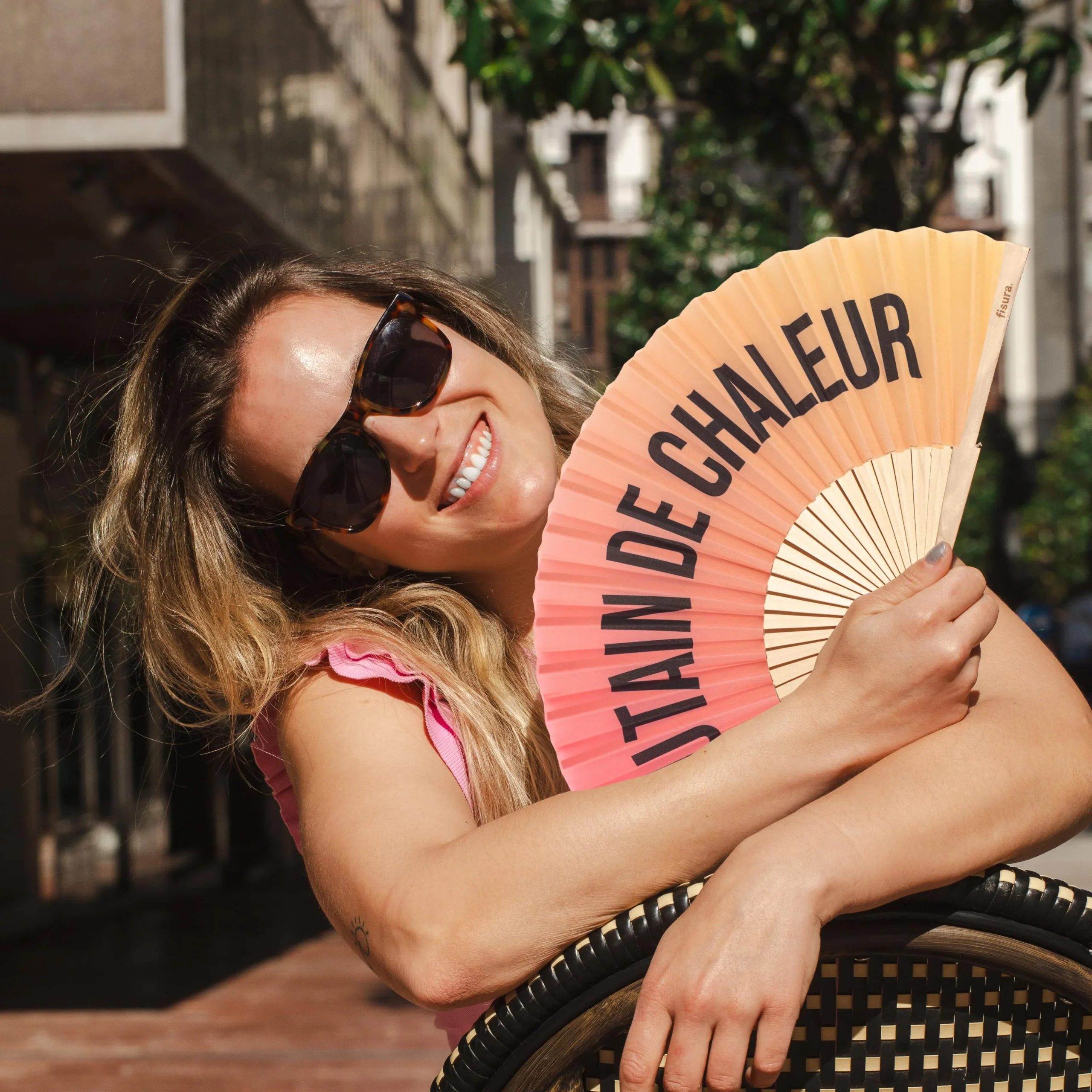 Abanico "Putain de chaleur" Degradadado sunset - Imagen 4