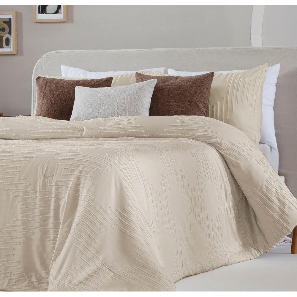 Edredón Colcha Bouti con relieve CHARLISE Beige de FUNDECO