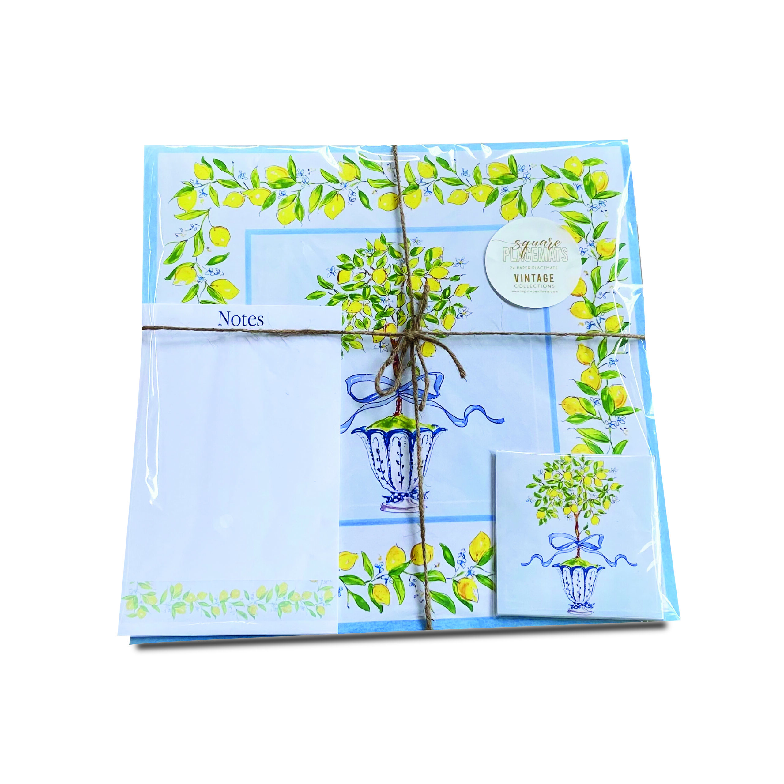 Set de 24 individuales + libreta engomada + posavaso