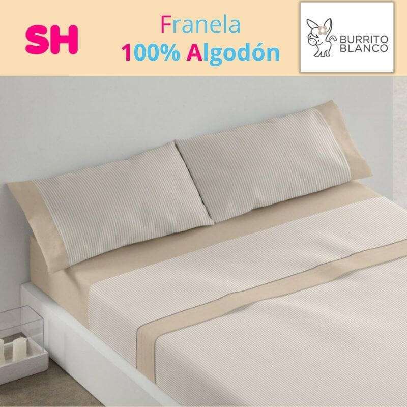 Franela 546 Beige 100 % Algodón Burrito Blanco